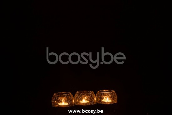 photophores Jolipa J Line Jline Photophore 3 Boules Craquele Verre Acier Inoxydable Argent