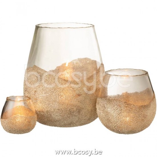 J Line Jline Tealight Holder Half Pearls Round Glass Gold Large tea lights holders