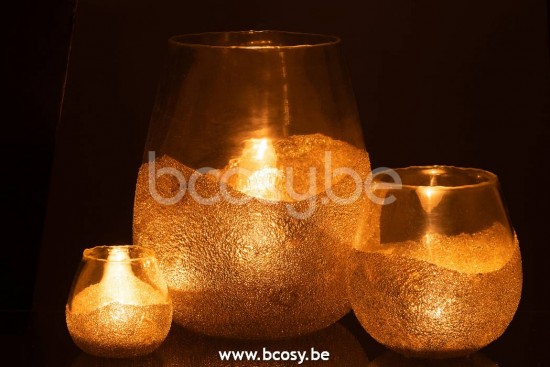 J Line Jline Teelichthalter Halb Perlen Rund Glas Gold Large t lichthalter teelichtleuchter teelichte