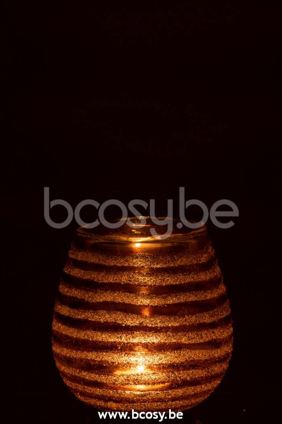 photophores Jolipa J Line Jline Photophore Lignes Rond Verre Marron Medium