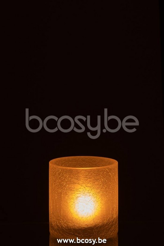 lanternes photophores Jolipa J Line Jline Photophore Cylindrique Craquele Verre Givre Blanc Small