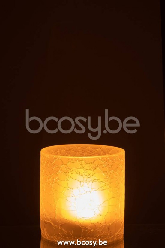 lanternes photophores Jolipa J Line Jline Photophore Cylindrique Craquele Verre Givre Blanc Medium