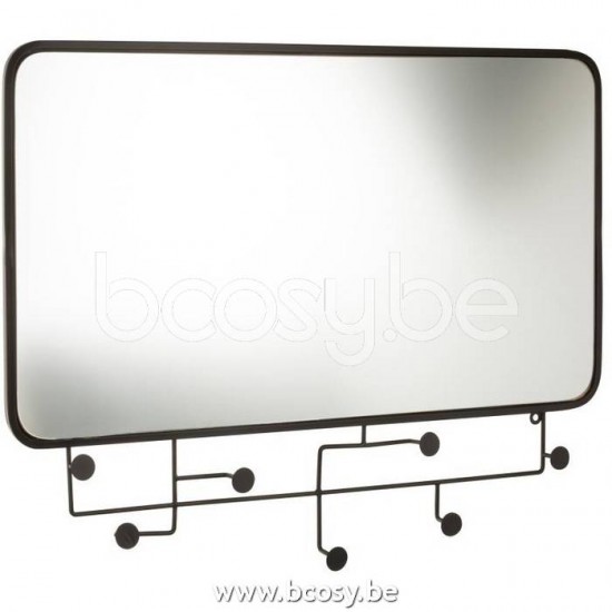 J Line 18564 Spiegel Arlo Haakjes Breed Zwart L63xB5xH82 cm sierspiegels