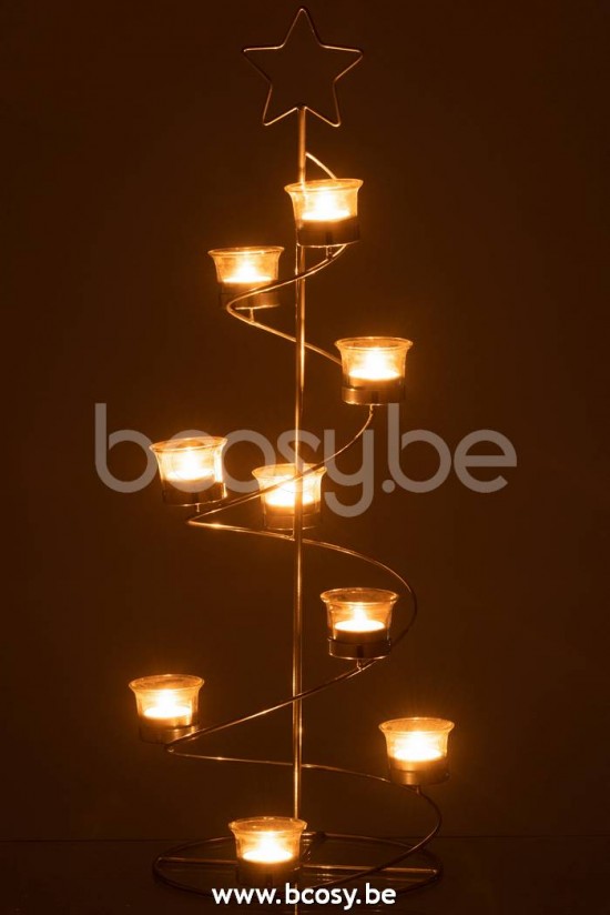 photophores Jolipa J Line Jline Photophore Arbre Spirale Metal Verre Argent Large