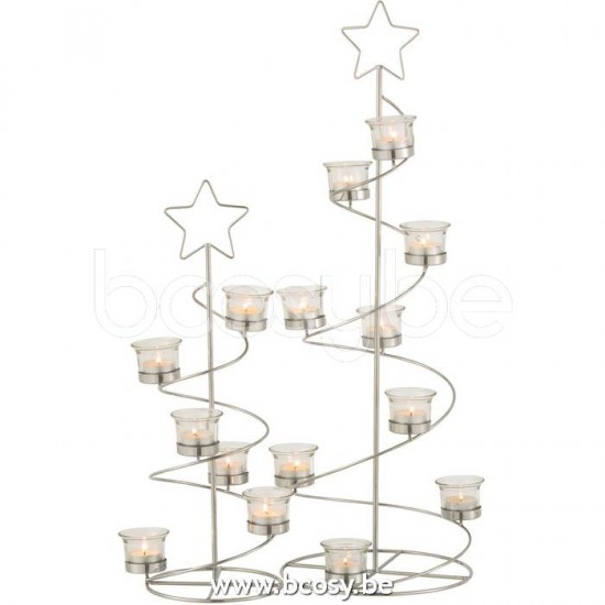 J Line Jline Tealight Holder Tree Spiral Metal Glass Silver Large tea lights holders