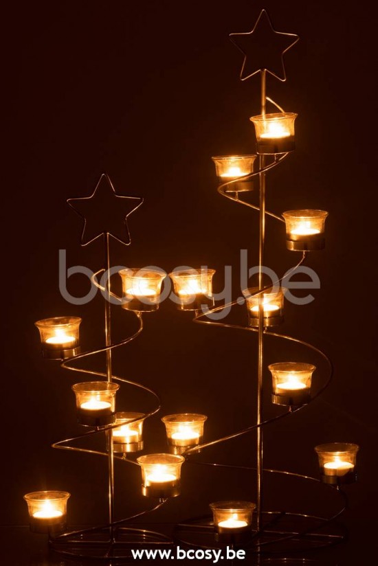 J Line Jline Teelichthalter Baum Spirale Metall Glass Silber Large t lichthalter teelichtleuchter teelichte