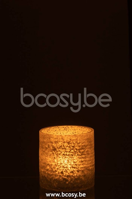 lanternes photophores Jolipa J Line Jline Photophore Cylindrique Craquele Verre Gris Small