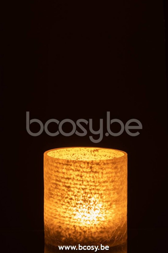 lanternes photophores Jolipa J Line Jline Photophore Cylindrique Craquele Verre Gris Medium