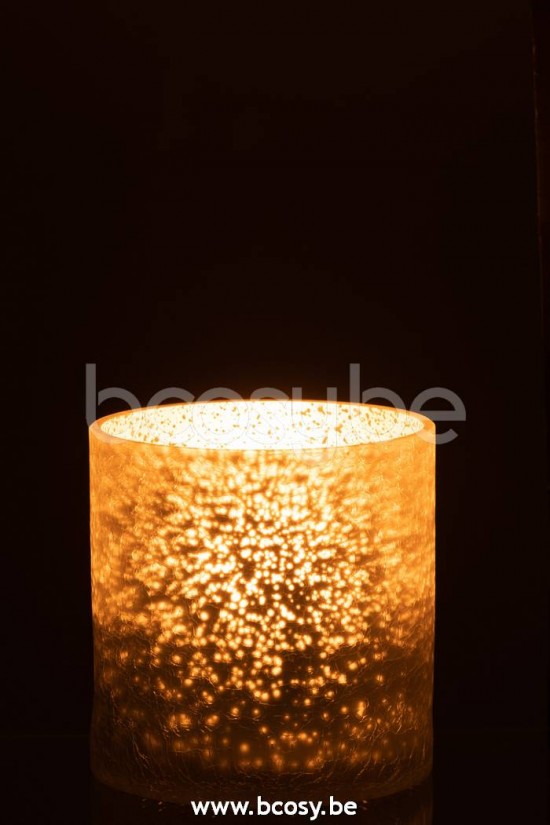 lanternes photophores Jolipa J Line Jline Photophore Cylindrique Craquele Verre Gris Large