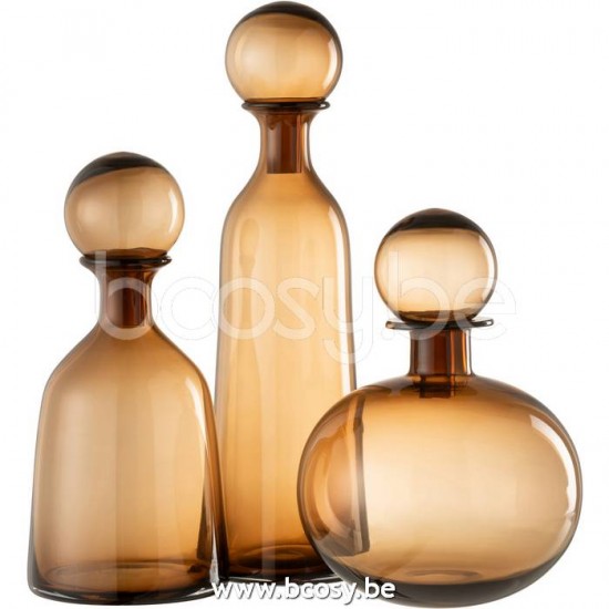 bouteilles Jolipa J Line Jline Bouteille Bouchon Uni Decorative Haut Verre Marron Large