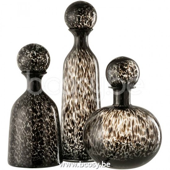 bouteilles Jolipa J Line Jline Bouteille Bouchon Pois Decorative Haut Verre Noir Large