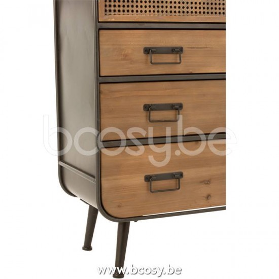 J Line Jline Closet High 3 Drawers Metal Wood Black Natural sideboard buffets