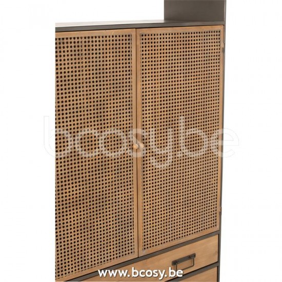 J Line Jline Schrank Hoch 3 Schubladen Metall Holz Schwarz Naturell schauschrank schauschraenke