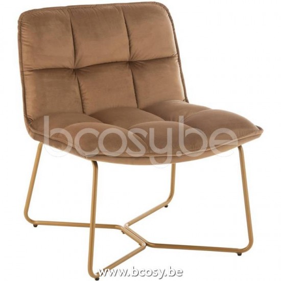 J Line 19513 Lounge Stoel Lisa Metaal Textiel Bruin L70xB67xH77 cm relax