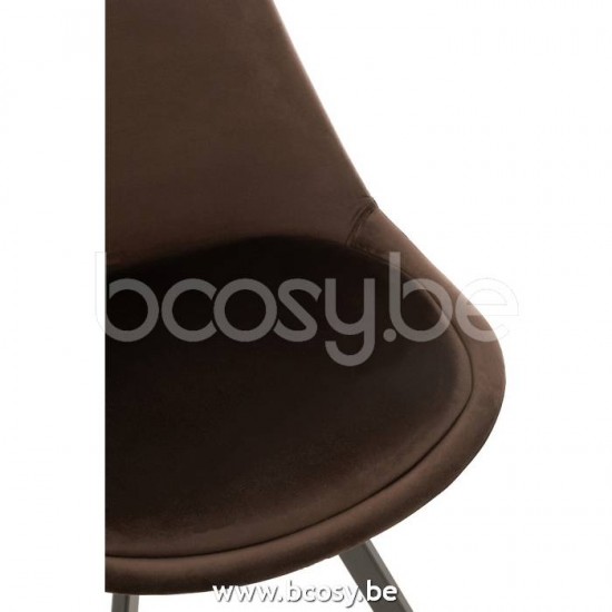 chaises de repas Jolipa J Line Jline Chaise Helene Metal Textile Marron Fonce