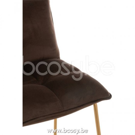 chaises tabourets de bar Jolipa J Line Jline Chaise De Bar Pierre Metal Textile Marron Fonce