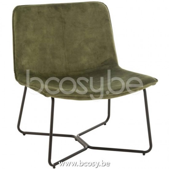 J Line 19519 Lounge Stoel Isabel Metaal Textiel Groen L71xB67xH77 cm relax