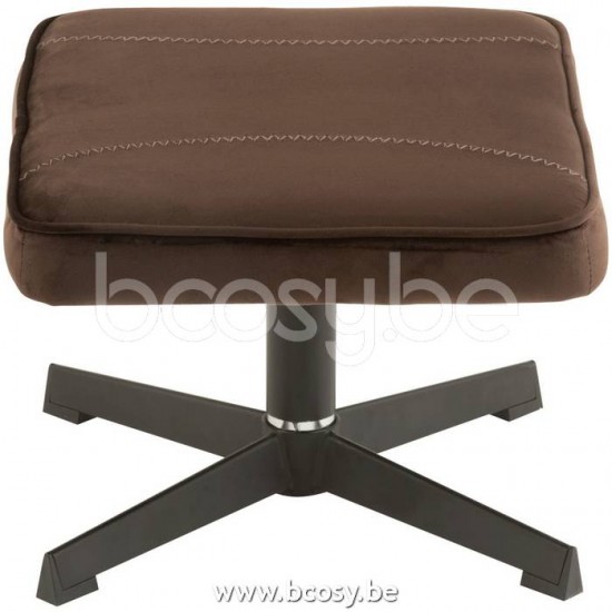 J Line 19523 Relax Zetel Voetbank Metaal Textiel Donker Bruin L83xB88xH84 cm draai clubzetels