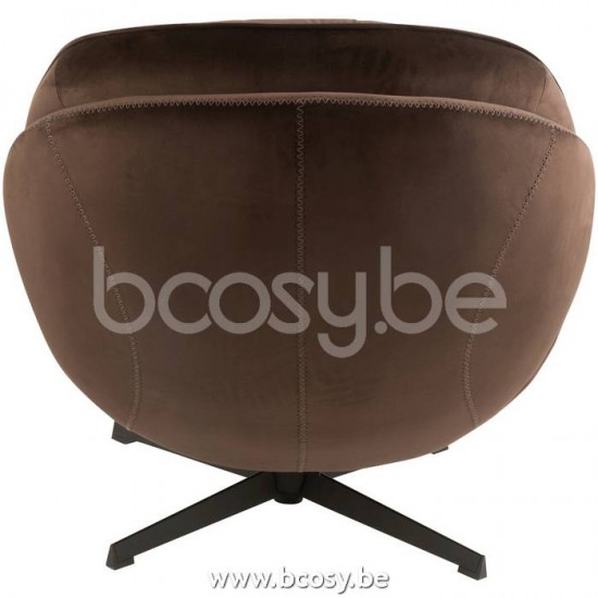 J Line Jline Jolipa 19523 Relax Zetel Voetbank Metaal Textiel Donker Bruin