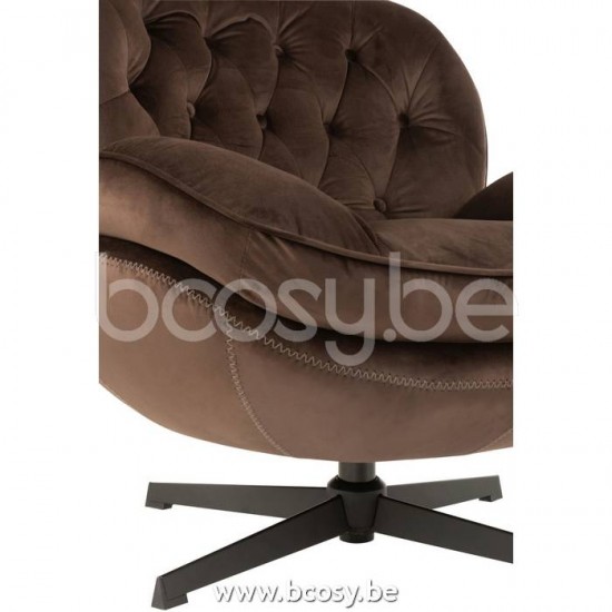 Jline Sillon Relax Reposapies Metal Textil Marron Oscuro