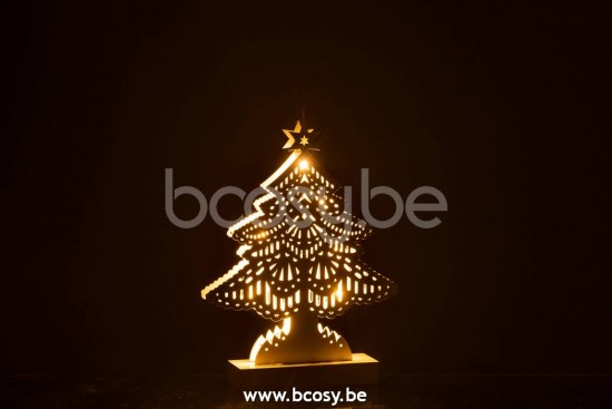 arbres sapins de noel sur pied Jolipa J Line Jline Sapin De Noel Decoratif Led Bois Blanc Large