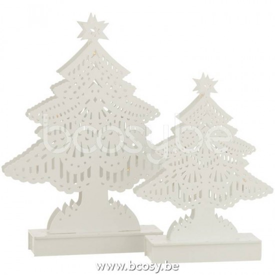J Line Jline Jolipa 19548 Deco Kerstboom Led Hout Wit Large