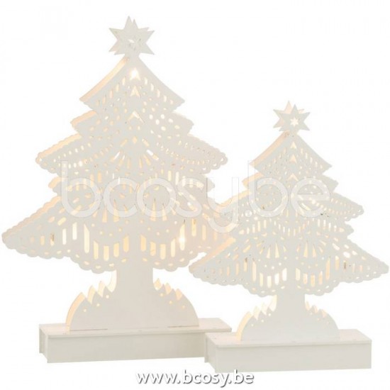 J Line Jline Deco Kerstboom Led Hout Wit Large x mas christmas trees on foot