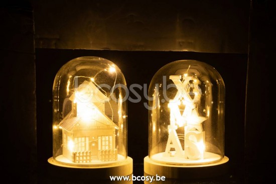 cloches cuvecles clochettes en verre statuettes Jolipa J Line Jline Cloche Hiver Led Bois Verre Blanc Assortiment De 2