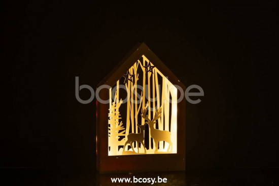 hivers Jolipa J Line Jline Decoration Hiver Cerfs Arbres Led Bois Blanc