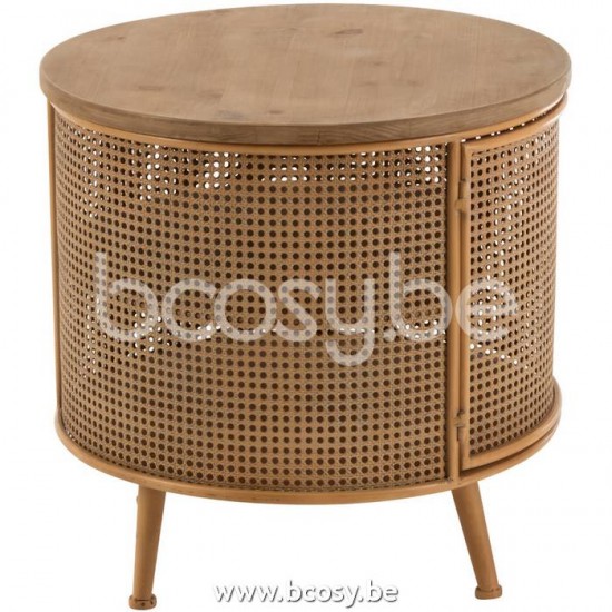 tables de nuit chevet Jolipa J Line Jline Armoire Ronde Métal Bois Marron