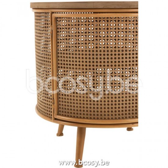 J Line Jline Closet Round Metal Wood Brown bedside night tables stands