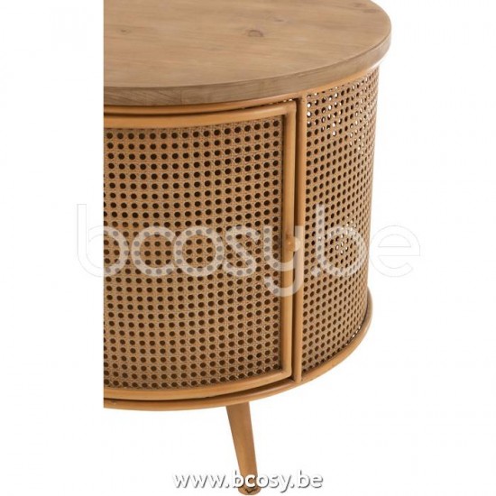 J Line Jline Schrank Rund Metall Holz Braun nachttische nachtschrank nachtschraenke bedschrank bedschraenke