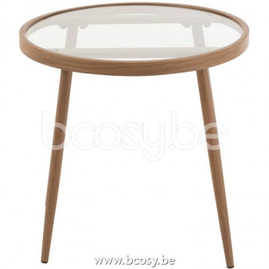 tables d appoint bouts de canapé Jolipa J Line Jline Table Gigogne Ronde Metal Verre Marron Fonce