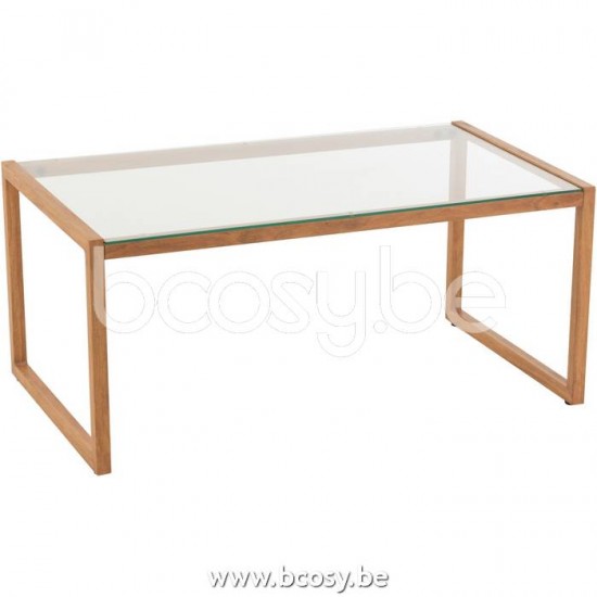 J Line 20086 Salon Tafel Rond Metaal Glas Naturel L50xB91xH40 cm koffietafels salontafels