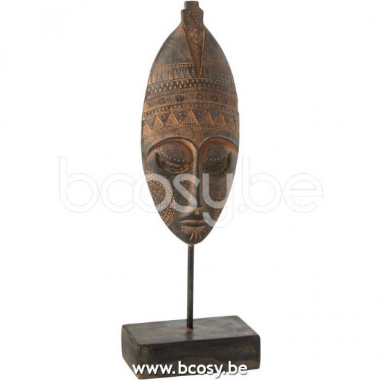 J Line 20131 Hoofd Etnisch Magnesium Bruin Beige L20xB10xH53 cm maskertjes