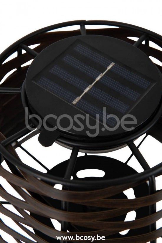 J Line Jline Jolipa 20152 Tafellamp Led Zonne Energie Plastiek Bruin