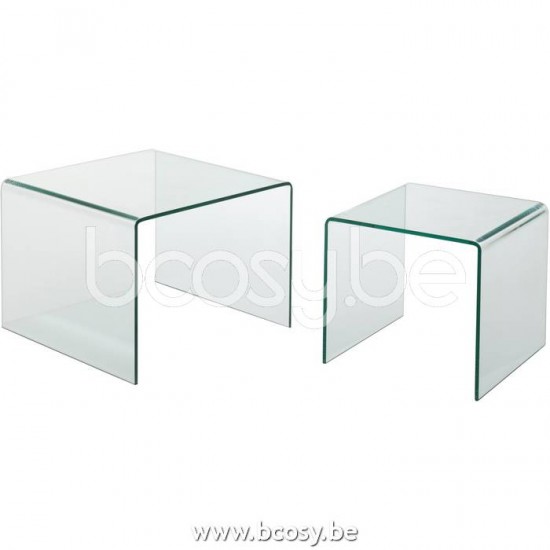 tables d appoint bouts de canapé Jolipa J Line Jline Set De 2 Table Gigogne Verre Transparent