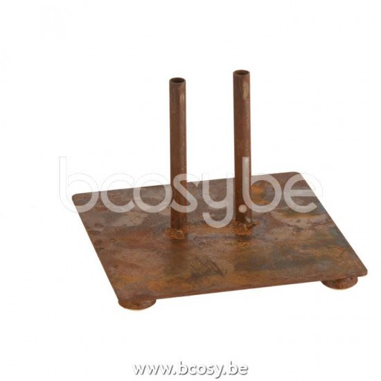 J Line 20217 Voet Voor Tuinprikker 2 Pin Ijzer Roest Small L15xB15xH10 cm tuinaccessoires