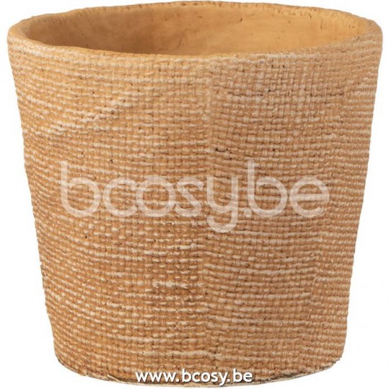 J Line 20294 Bloempot Bistro Cement Naturel Medium L17xB17xH15 cm bloempotten bloemvaas bloemvazen bloemenvaas bloemenvazen siervaas siervazen bloempotjes