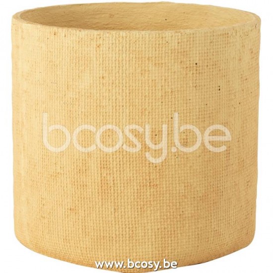 J Line 20305 Bloempot Sunny Cement Beige Extra Large L36xB36xH34 cm bloempotten bloemvaas bloemvazen bloemenvaas bloemenvazen siervaas siervazen bloempotjes