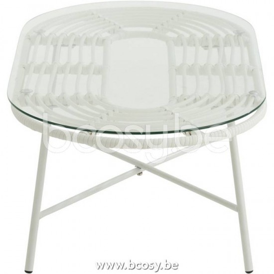 tables de salon basse Jolipa J Line Jline Table Basse Ovale D Exterieur Metal Verre Blanc