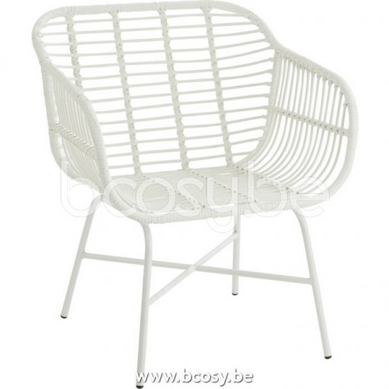 J Line 20345 Stoel Rachelle Buiten Metaal Plastiek Wit L70xB66xH82 cm stoelen eetkamerstoelen eethoekstoelen eettafelstoelen eetstoelen