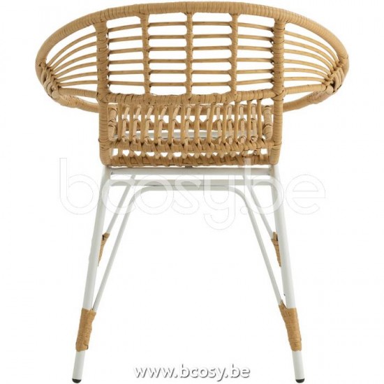 J Line Jline Jolipa 20349 Stoel Jeanne Buiten Metaal Plastiek Naturel Wit