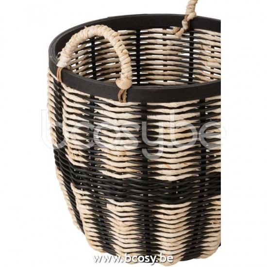paniers de rangement Jolipa J Line Jline Set De 3 Paniers Corde Rotin Noir Naturel