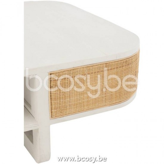 J Line Jline Coffee Table Molly Exotic Wood Rattan White coffee tables