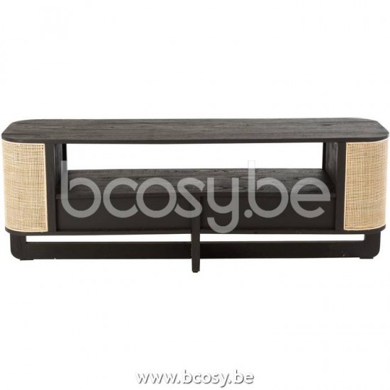 J Line Jline Jolipa 20623 Tv Meubel Molly Exotiek Hout Rotan Zwart