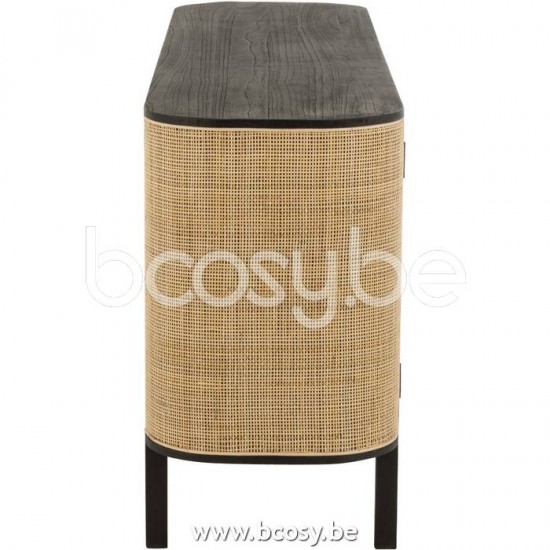 bahuts Jolipa J Line Jline Buffet 3 Portes Molly Bois Exotique Rotin Noir