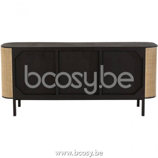 J Line Jline Jolipa 20624 Kast 3 Deuren Molly Exotiek Hout Rotan Zwart