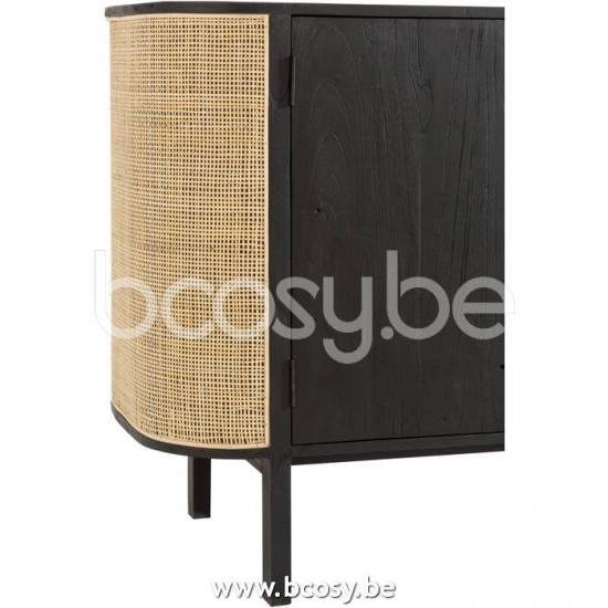 J Line Jline Closet 3 Doors Molly Exotic Wood Rattan Black closets