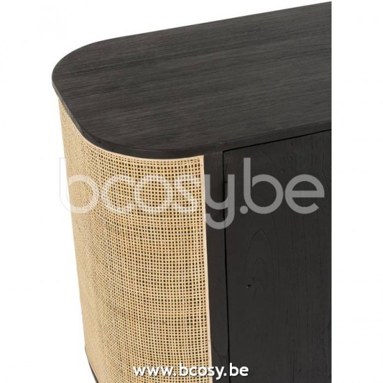 J Line Jline Schrank 3 Türe Molly Exotisches Holz Rattan Schwarz schrank buffets schraenke